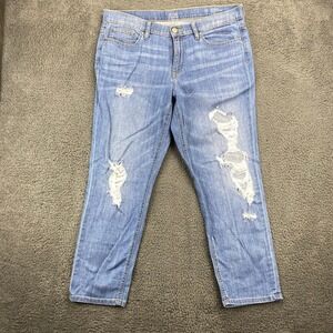 ANA Womens‎ Size 12 Blue Distressed Denim Skinny Boyfriend Crop Jeans